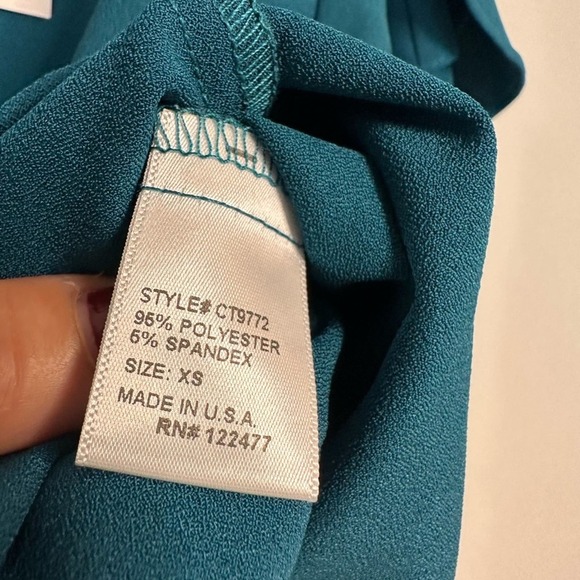 NSR NORDSTROM Top Womens XS Ruffled Sleeve Stretchy Blouse Teal Blue NWT USA - Picture 8 of 8